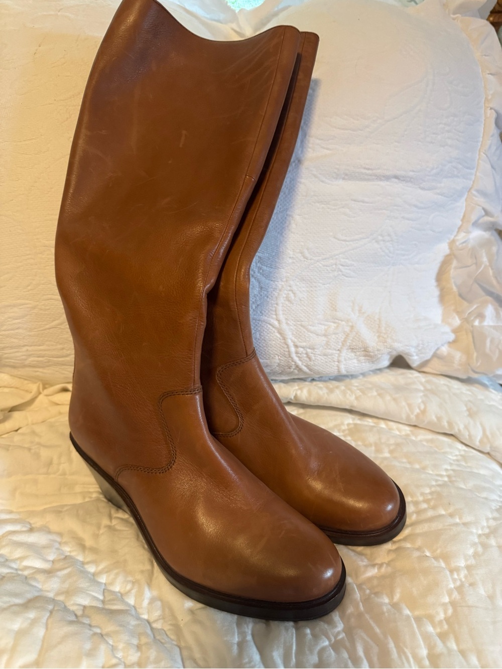 Clarks Clarkdale2 Hi Boots Womens 7 Brown Leather Tall Wedge Knee High